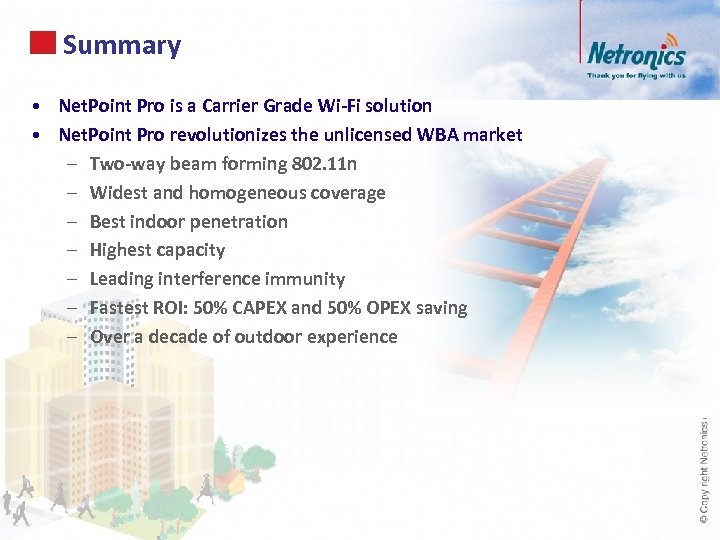 Summary • Net. Point Pro is a Carrier Grade Wi-Fi solution • Net. Point