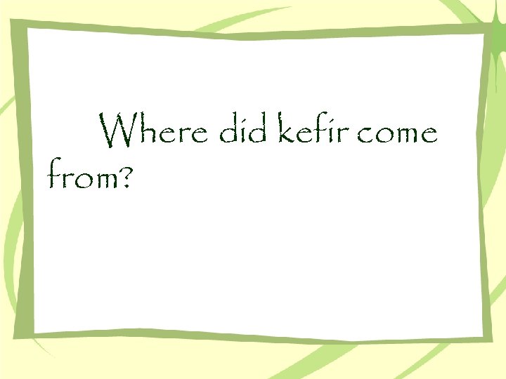 Where did kefir come from? 