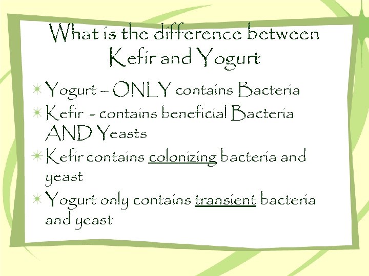 What is the difference between Kefir and Yogurt – ONLY contains Bacteria Kefir -