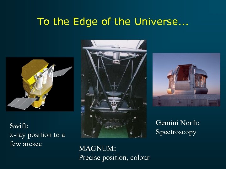 To the Edge of the Universe. . . Swift: x-ray position to a few