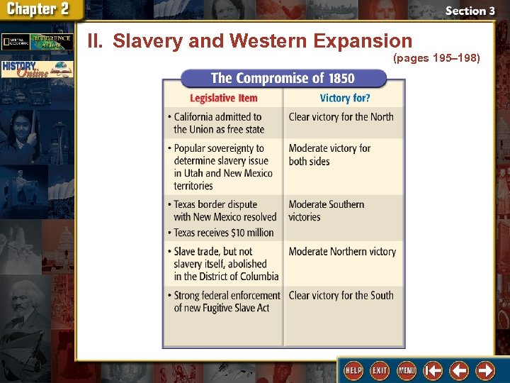 II. Slavery and Western Expansion (pages 195– 198) 