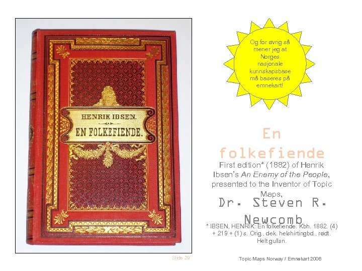 Og for øvrig så mener jeg at Norges nasjonale kunnskapsbase må baseres på emnekart!