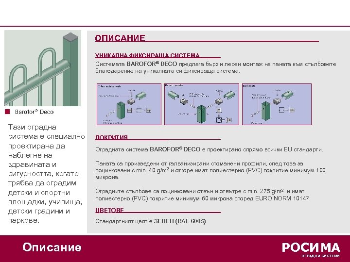 ОПИСАНИЕ УНИКАЛНА ФИКСИРАЩА СИСТЕМА Системата BAROFOR® DECO предлага бърз и лесен монтаж на паната