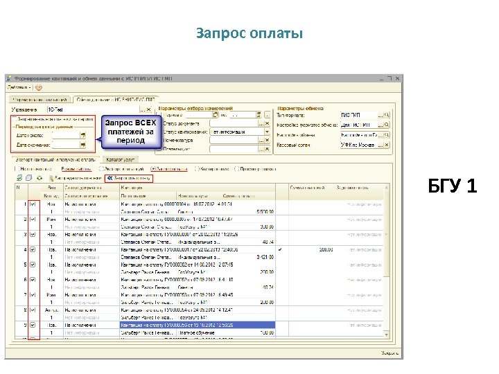 Запрос оплаты БГУ 1 