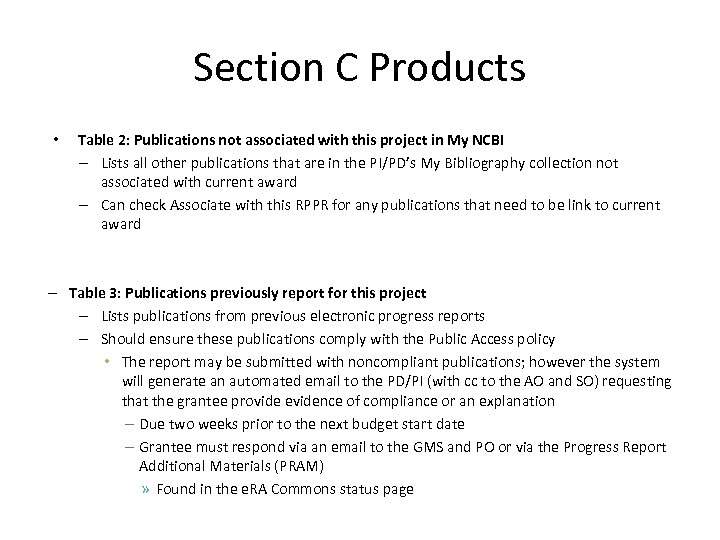 Section C Products • Table 2: Publications not associated with this project in My