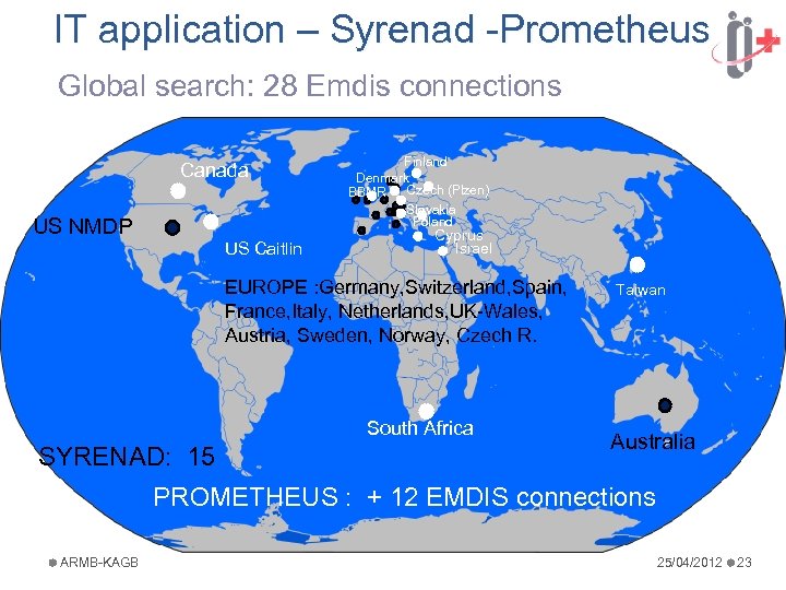 IT application – Syrenad -Prometheus Global search: 28 Emdis connections Canada US NMDP US