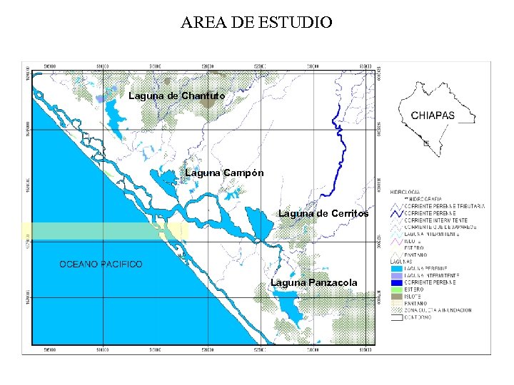 AREA DE ESTUDIO Laguna de Chantuto El Campon 11 6 Teculapa 35 km Cerritos