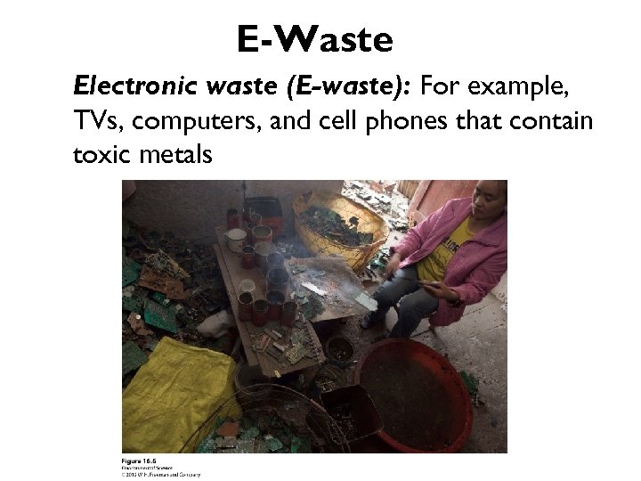E-Waste Electronic waste (E-waste): For example, TVs, computers, and cell phones that contain toxic