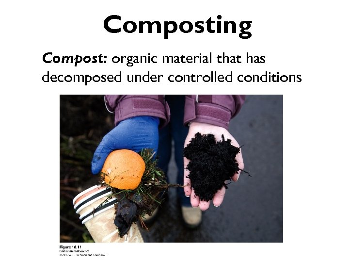 Composting Compost: organic material that has decomposed under controlled conditions 