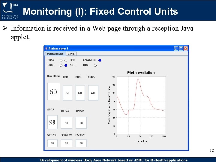 Monitoring (I): Fixed Control Units Ø Information is received in a Web page through