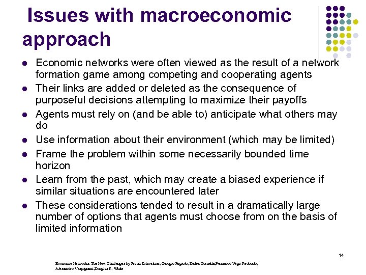Issues with macroeconomic approach l l l l Economic networks were often viewed as