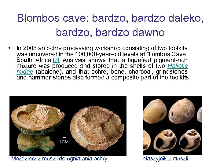 Blombos cave: bardzo, bardzo daleko, bardzo dawno • In 2008 an ochre processing workshop