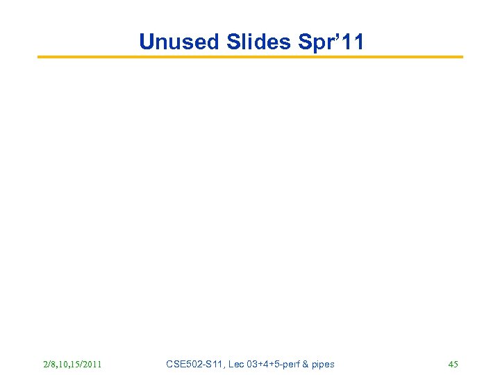 Unused Slides Spr’ 11 2/8, 10, 15/2011 CSE 502 -S 11, Lec 03+4+5 -perf