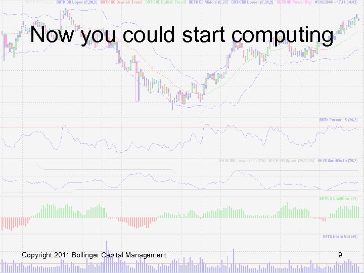 Now you could start computing Copyright 2011 Bollinger Capital Management 9 