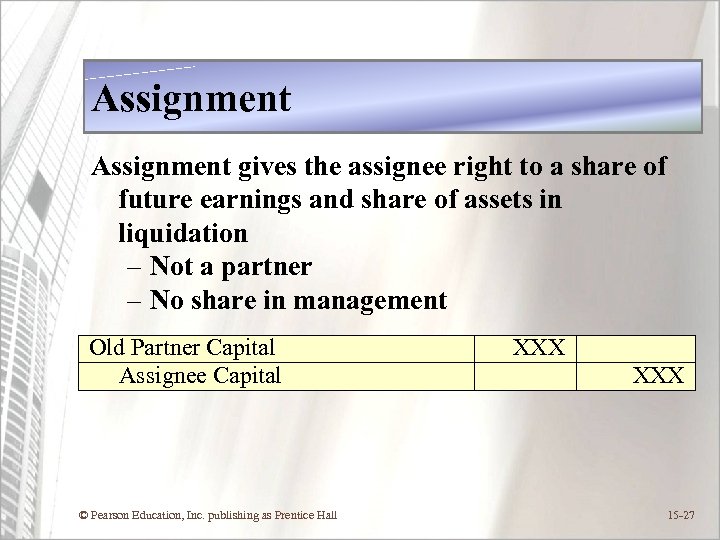 Assignment gives the assignee right to a share of future earnings and share of