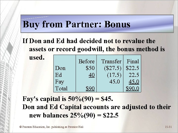 Buy from Partner: Bonus If Don and Ed had decided not to revalue the