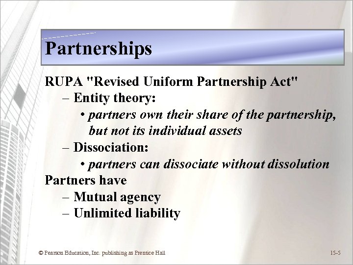 Partnerships RUPA 