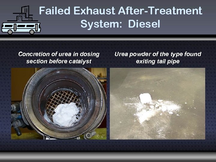 Failed Exhaust After-Treatment System: Diesel Concretion of urea in dosing section before catalyst Urea