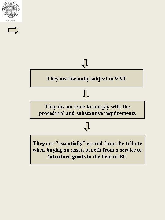 They are formally subject to VAT They do not have to comply with the