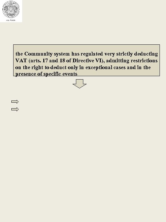 the Community system has regulated very strictly deducting VAT (arts. 17 and 18 of