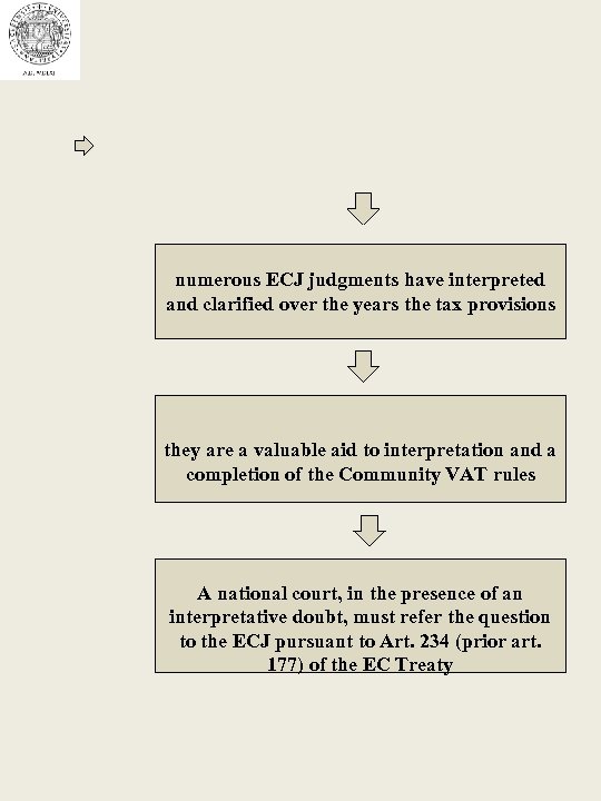 numerous ECJ judgments have interpreted and clarified over the years the tax provisions they