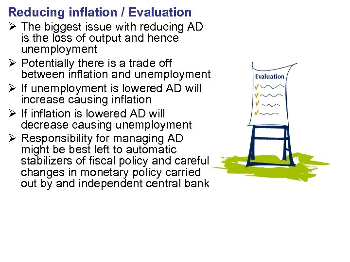 Reducing inflation / Evaluation Ø The biggest issue with reducing AD is the loss