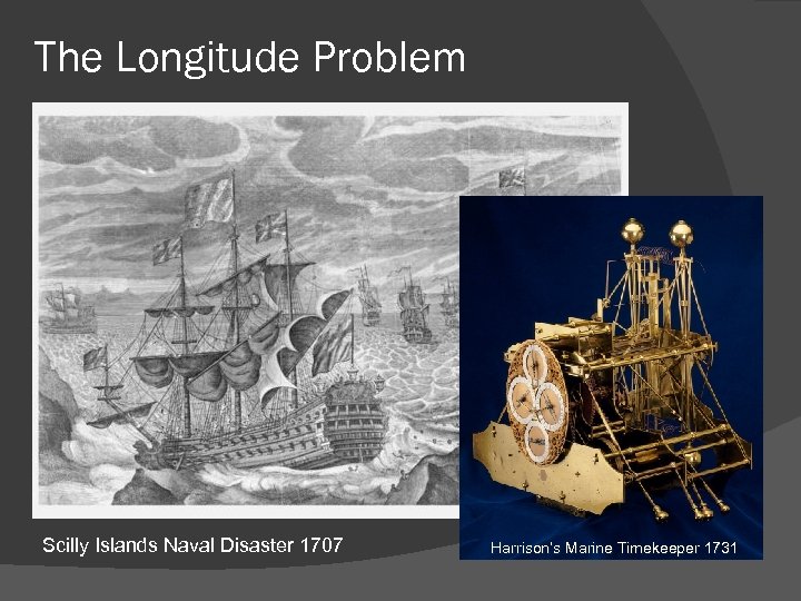 The Longitude Problem Scilly Islands Naval Disaster 1707 Harrison’s Marine Timekeeper 1731 