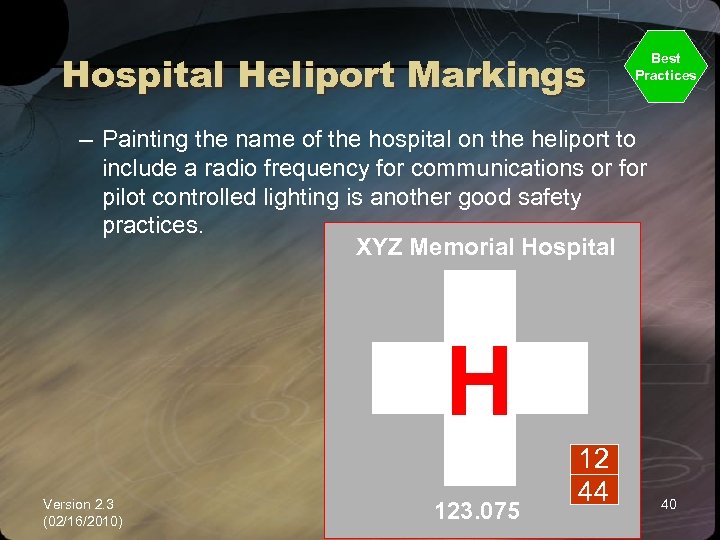 Hospital Heliport Markings Best Practices – Painting the name of the hospital on the