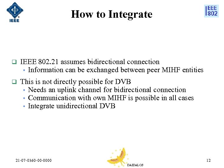 How to Integrate q IEEE 802. 21 assumes bidirectional connection • Information can be