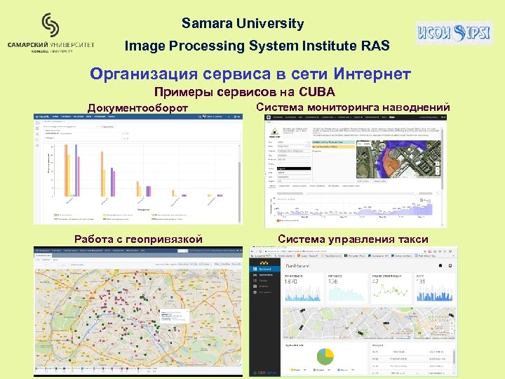 Samara University Image Processing System Institute RAS Организация сервиса в сети Интернет Примеры сервисов
