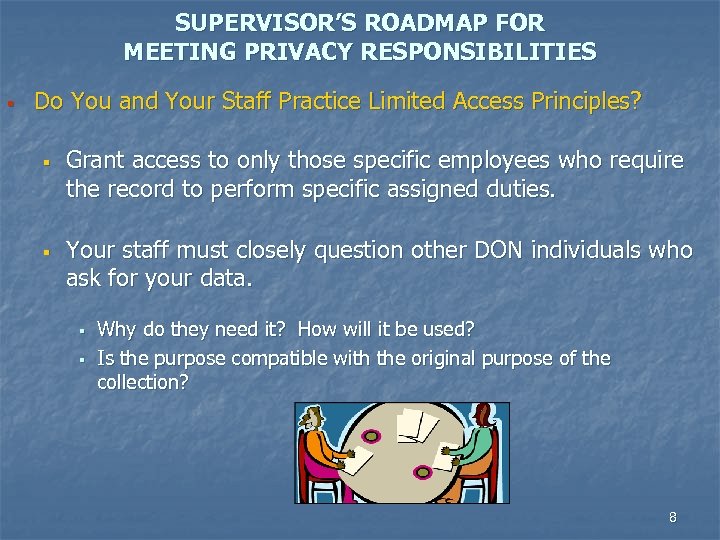 SUPERVISOR’S ROADMAP FOR MEETING PRIVACY RESPONSIBILITIES § Do You and Your Staff Practice Limited