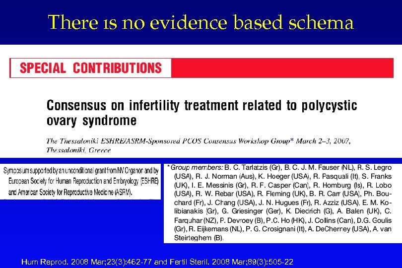 There ıs no evidence based schema Hum Reprod. 2008 Mar; 23(3): 462 -77 and