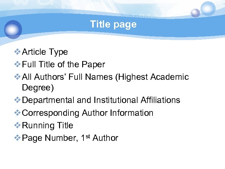 Title page v Article Type v Full Title of the Paper v All Authors’