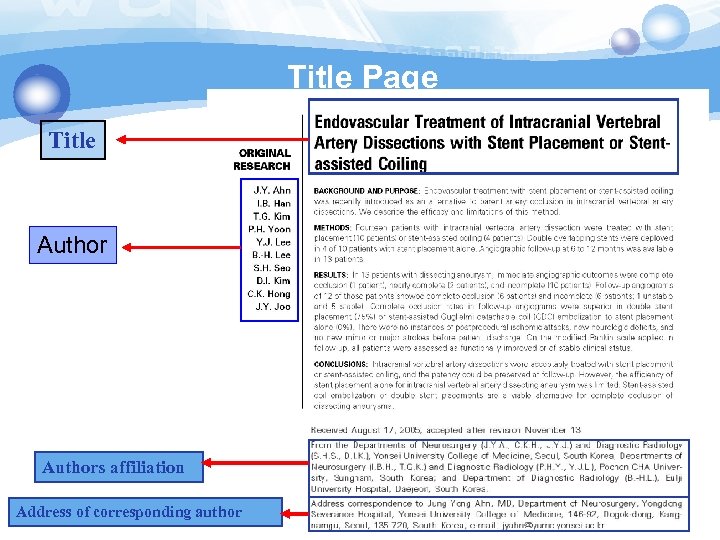 Title Page Title Authors affiliation Address of corresponding author 