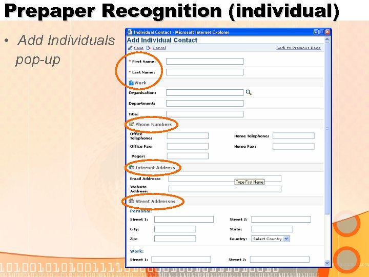 Prepaper Recognition (individual) • Add Individuals pop-up 