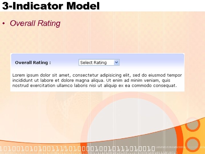 3 -Indicator Model • Overall Rating 