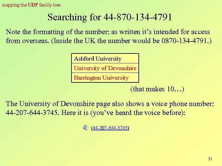 mapping the UDP family tree Searching for 44 -870 -134 -4791 Note the formatting
