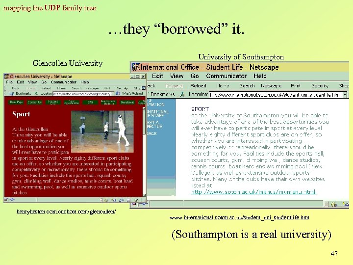 mapping the UDP family tree …they “borrowed” it. Glencullen University of Southampton henryheston. com.