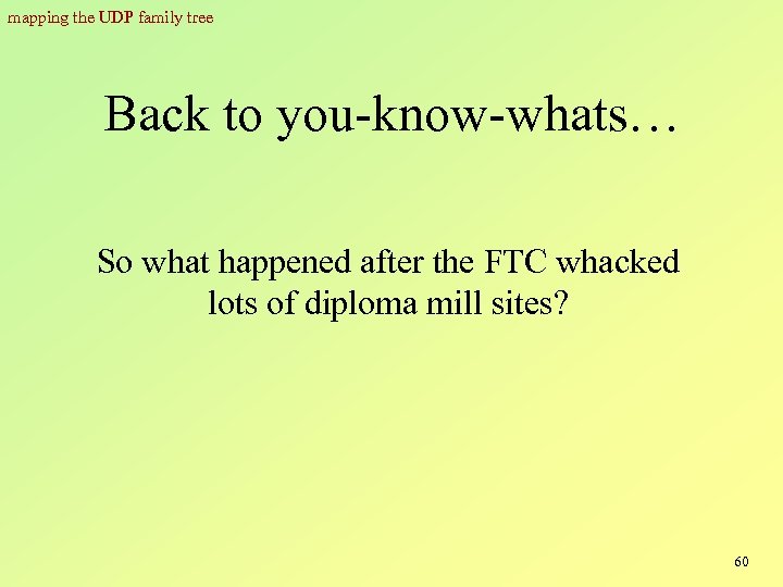 mapping the UDP family tree Back to you-know-whats… So what happened after the FTC