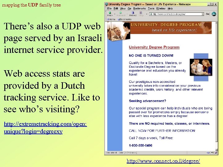 mapping the UDP family tree There’s also a UDP web page served by an