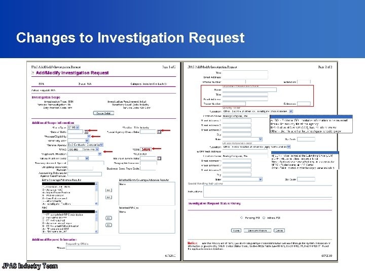 Changes to Investigation Request 346 W 