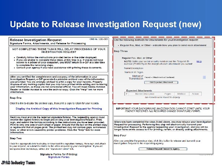 Update to Release Investigation Request (new) 