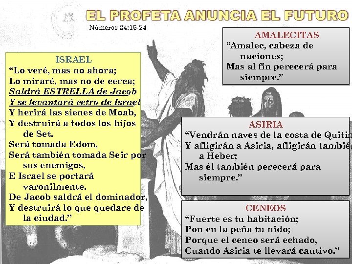 Números 24: 15 -24 ISRAEL “Lo veré, mas no ahora; Lo miraré, mas no
