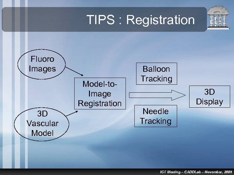 TIPS : Registration Fluoro Images Model-to. Image Registration 3 D Vascular Model Balloon Tracking