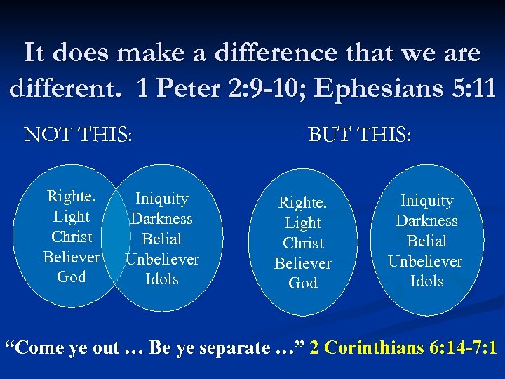 It does make a difference that we are different. 1 Peter 2: 9 -10;