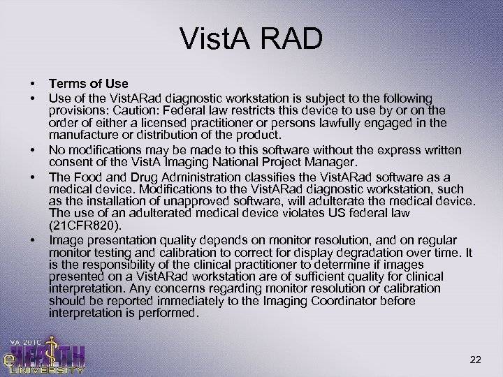 Vist. A RAD • • • Terms of Use of the Vist. ARad diagnostic