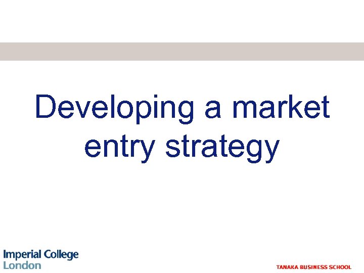 Developing a market entry strategy 
