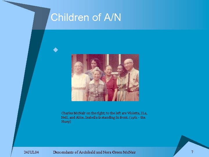 Children of A/N u Charles Mc. Nair on the right; to the left are