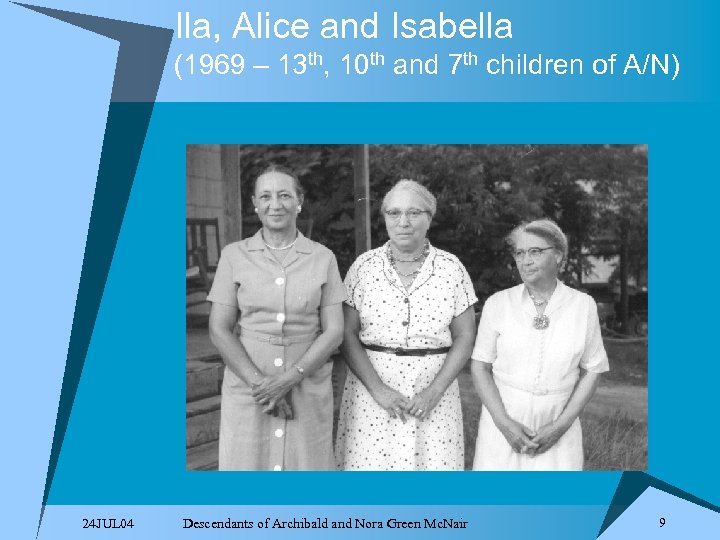 Ila, Alice and Isabella (1969 – 13 th, 10 th and 7 th children