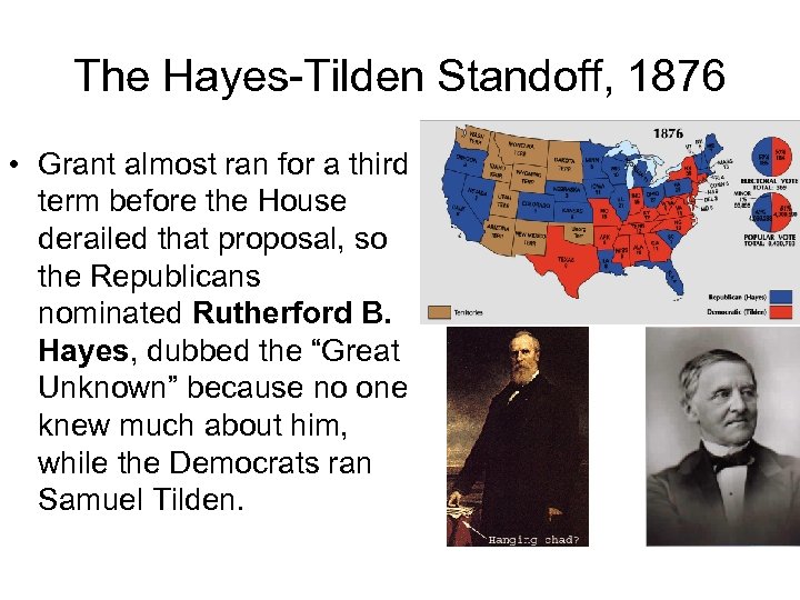 The Hayes-Tilden Standoff, 1876 • Grant almost ran for a third term before the